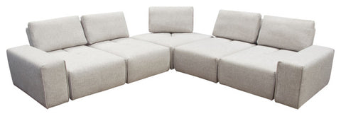 Jazz Modular 5-Seater Corner Sectional Backrests in Light Brown Fabric By Diamond Sofa
