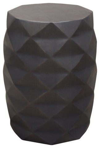Fig Solid Mango Wood Accent Table, Gray Finish With Geometric Motif By Diamond Sofa