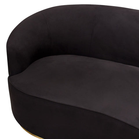 Raven Sofa in Black Suede Velvet Brushed Gold Accent Trim By Diamond Sofa