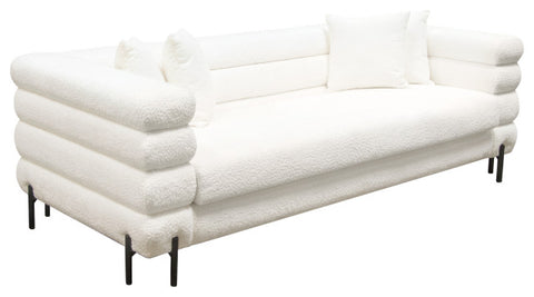 Vox Sofa, Faux White Shearling, Black Powder Metal Legs By Diamond Sofa