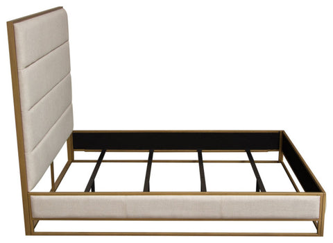 Empire Eastern King Bed With Gold Metal Frame, Sand Fabric By Diamond Sofa