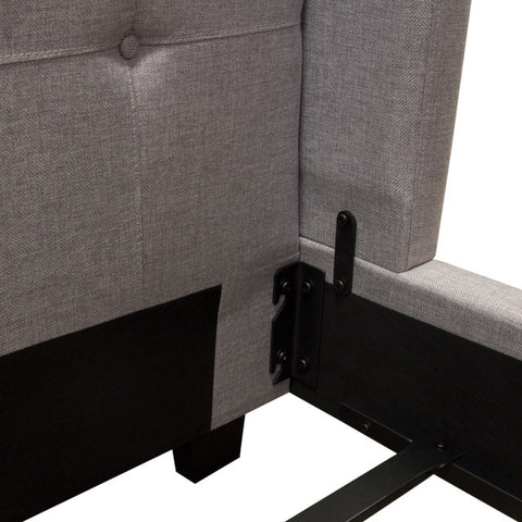 Madison Ave Tufted Wing Eastern King Bed in Light Grey Button Tufted Fabric By Diamond Sofa