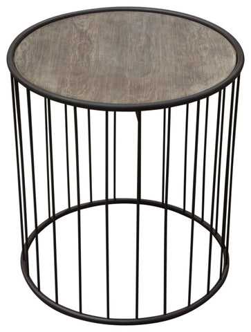 Gibson 22" Round End Table with Grey Oak Finished Top and Metal Base By Diamond Sofa