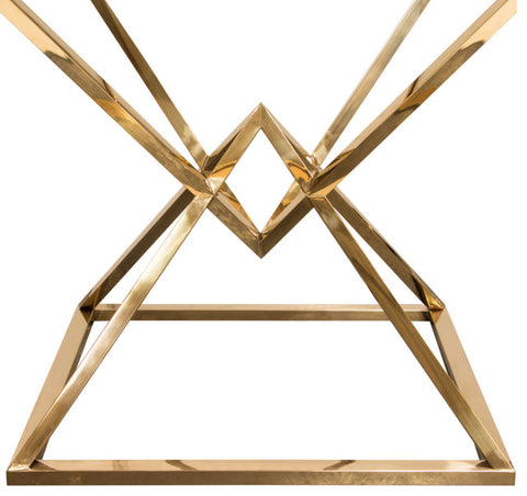 Steel End Table With Polished Gold Finish Base, Clear, Tempered Glass Top By Diamond Sofa