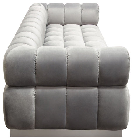 Image Low Profile Sofa in Platinum Grey Velvet Brushed Silver Base By Diamond Sofa