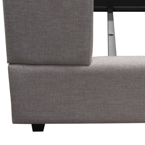 Madison Ave Tufted Wing Eastern King Bed in Light Grey Button Tufted Fabric By Diamond Sofa