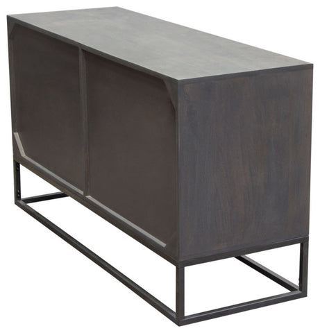 Spectrum 6-Drawer Solid Mango Wood Dresser, Smoke Gray, Gun Metal Finished Legs By Diamond Sofa