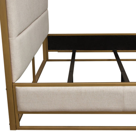 Empire Eastern King Bed, Sand Fabric With Hand brushed Gold Metal Frame By Diamond Sofa
