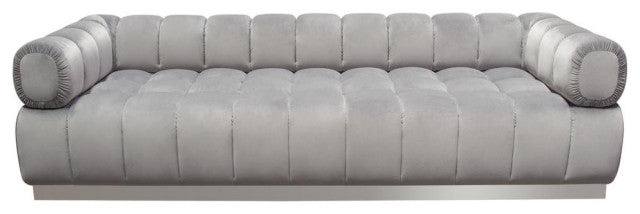 Image Low Profile Sofa in Platinum Grey Velvet w/ Brushed Silver Base by By Diamond Sofa