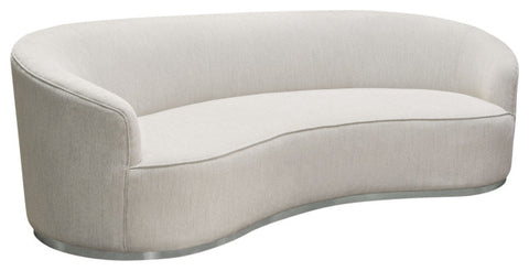 Raven Sofa in Light Cream Fabric Brushed Silver Accent Trim By Diamond Sofa