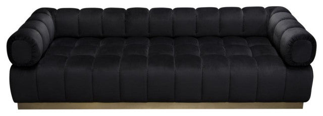 Image Low Profile Sofa in Black Velvet w/ Brushed Gold Base By Diamond Sofa
