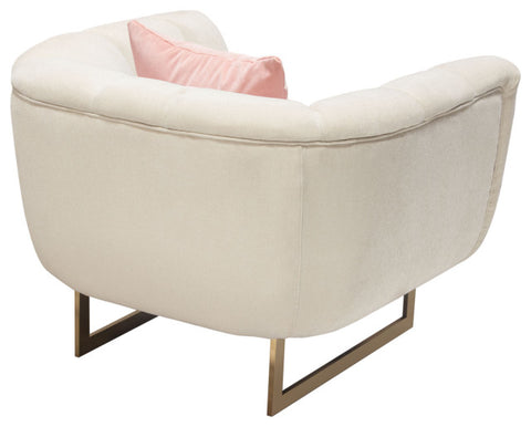 Venus Cream Fabric Chair Contrasting Pillows & Gold Finished Metal Base By Diamond Sofa