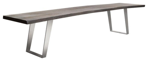 Titan Solid Acacia Wood Accent Bench in Espresso Finish w/ Silver Metal By Diamond Sofa