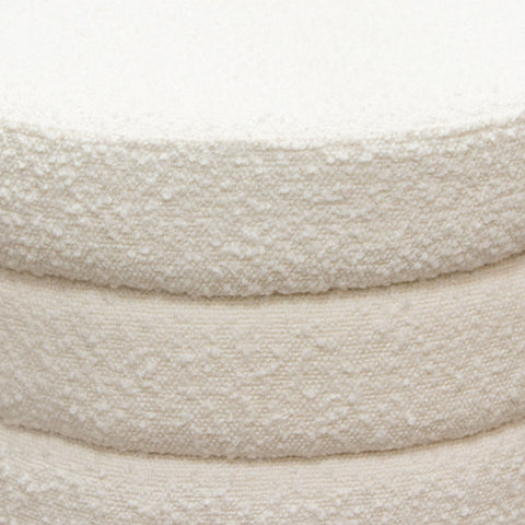 Helix Round Accent Ottoman in Ivory Boucle fabric By Diamond Sofa