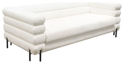 Vox Sofa, Faux White Shearling, Black Powder Metal Legs By Diamond Sofa