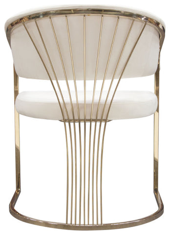 Solstice Dining Chair, Cream Velvet With Polished Gold Metal Frame By Diamond Sofa
