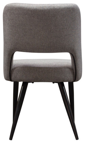 Set of 2 Reveal Dining Chairs, Gray Fabric With Black Powder Coat Metal Leg By Diamond Sofa