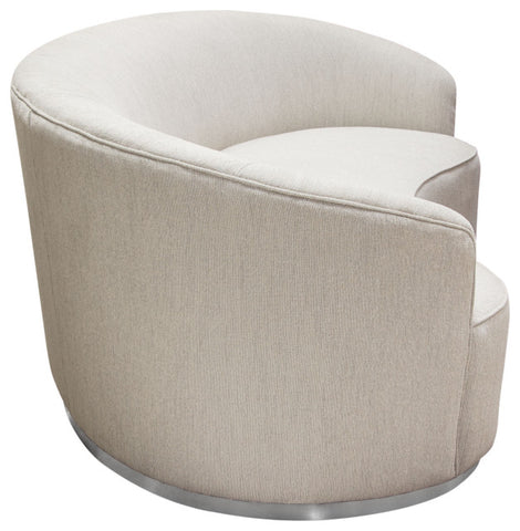 Raven Sofa in Light Cream Fabric Brushed Silver Accent Trim By Diamond Sofa