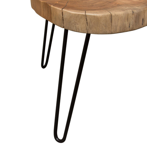 Joss Natural Acacia Live Edge Rectangle Cocktail Table, Black Hairpin Legs By Diamond Sofa