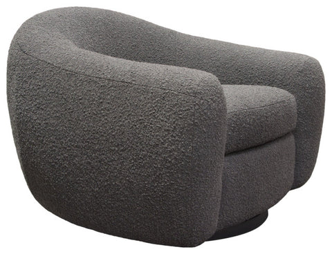 Pascal Swivel Chair With Boucle Textured Fabric, Charcoal By Diamond Sofa
