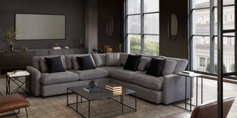 Arcadia 3PC Corner Sectional in Grey Fabric By Diamond Sofa