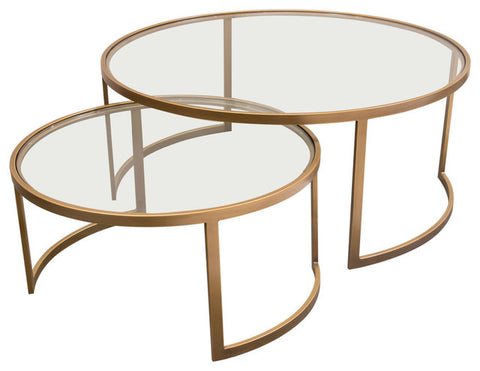 Diamond Sofa Lane 2-Piece Round Nesting Set, Clear Tempered Glass Tops By Diamond Sofa