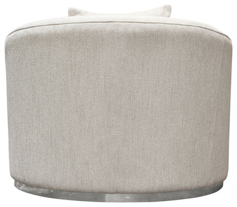 Raven Chair in Light Cream Fabric Brushed Silver Accent Trim By Diamond Sofa