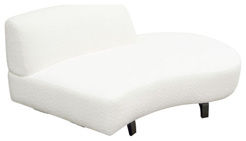 Vesper Curved Armless Right Chaise, Faux White Shearling, Black Wood Leg Base By Diamond Sofa