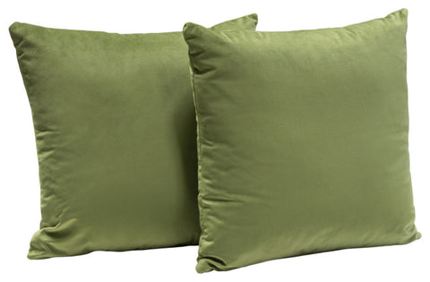 Set of (2) 16" Square Accent Pillows in Sage Green Velvet By Diamond Sofa