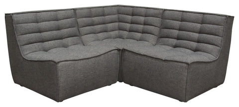 Marshall 3PC Corner Modular Sectional Scooped Seat in Grey Fabric By Diamond Sofa