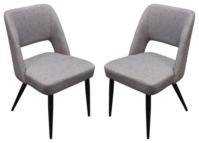 Set of (2) Reveal Dining Chairs in Grey Fabric Black Powder Coat Metal Leg By Diamond Sofa