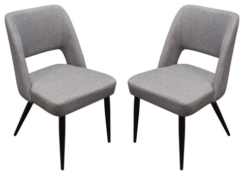 Set of (2) Reveal Dining Chairs in Grey Fabric Black Powder Coat Metal Leg By Diamond Sofa