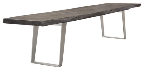 Titan Solid Acacia Wood Accent Bench in Finish Silver Metal Inlay & Base By Diamond Sofa