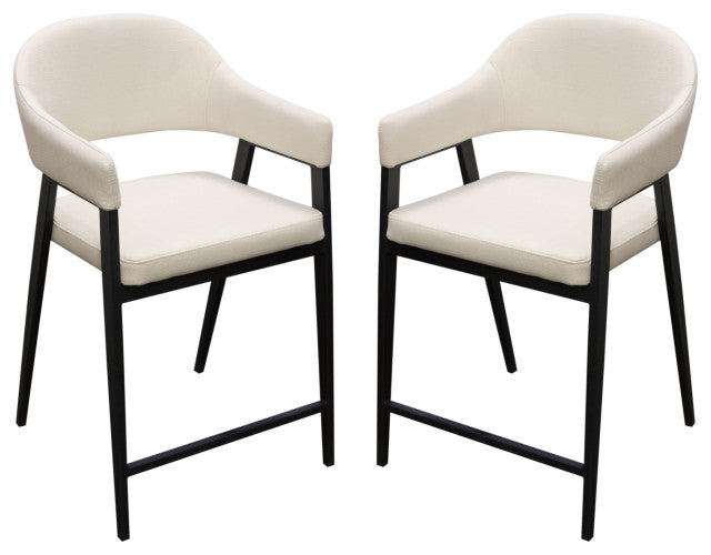 Functional Counter Height Chairs, Set of 2, Cream Fabric, Metal Frame By Diamond Sofa