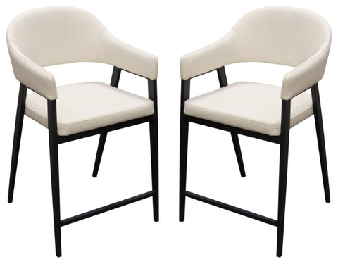 Functional Counter Height Chairs, Set of 2, Cream Fabric, Metal Frame By Diamond Sofa