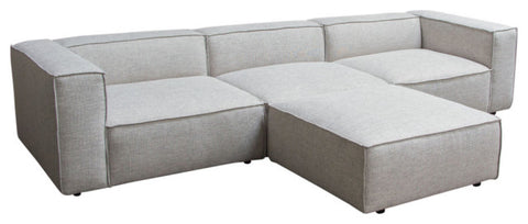 Vice 4PC Modular Sectional, Barley Fabric With Ottoman By Diamond Sofa