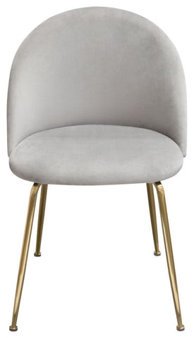 Lilly Set of (2) Dining Chairs in Grey Velvet Brushed Gold Metal Legs By Diamond Sofa