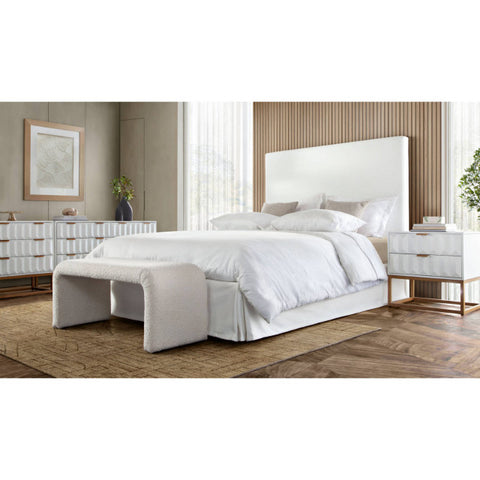 Savannah 58" Queen Slipcover Bed in White Linen Fabric By Diamond Sofa