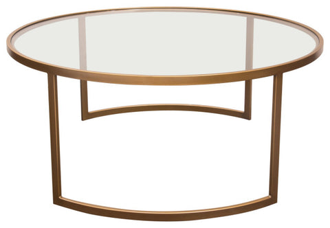 Lane 2PC Round Nesting Set in Brushed Gold Frame Clear Tempered Glass Tops By Diamond Sofa