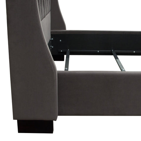 Park Avenue Queen Tufted Bed with Vintage Wing in Smoke Grey Velvet By Diamond Sofa
