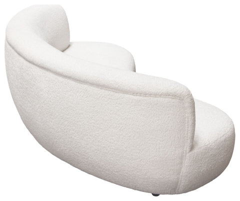 Simone Curved Sofa, White Faux Sheepskin Fabric By Diamond Sofa