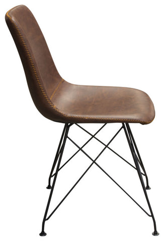 Theo Set of (4) Dining Chairs in Chocolate Leatherette Black Metal Base By Diamond Sofa