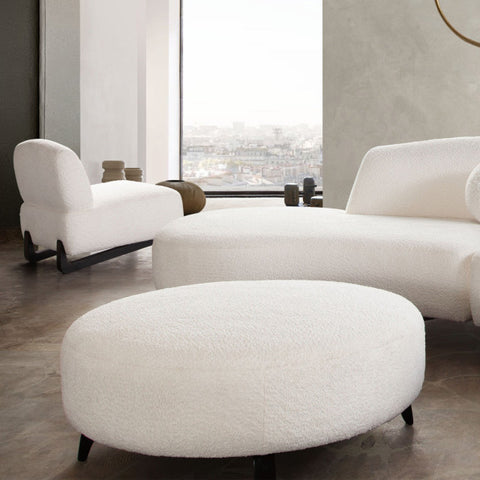 Vesper Round Ottoman, White By Diamond Sofa