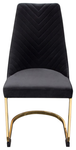 Vogue Set of, 2 Dining Chairs, Black Velvet With Polished Gold Metal Base By Diamond Sofa