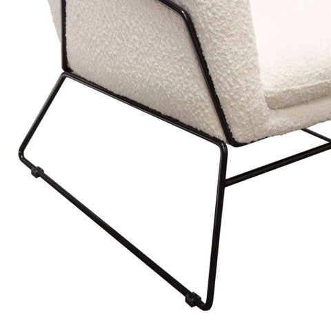 Bryce Accent Chair, Ivory Boucle wrapped, Black Powder Coated Metal Frame By Diamond Sofa