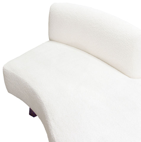 Vesper Curved Armless Right Chaise, Faux White Shearling, Black Wood Leg Base By Diamond Sofa