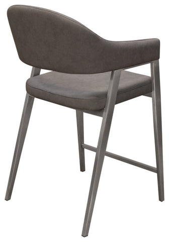 Set of Two Counter Height Chairs, Grey Leatherette With Brushed Steel Leg By Diamond Sofa