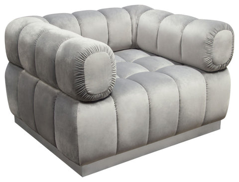 Image Low Profile Chair, Platinum Gray Velvet With Brushed Silver Base By Diamond Sofa