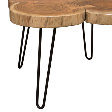 Joss Natural Acacia Live Edge Square Cocktail Table, Black Hairpin Legs By Diamond Sofa