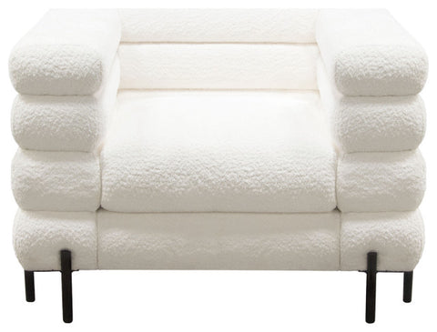 Vox Chair, Faux White Shearling, Black Powder Metal Legs By Diamond Sofa